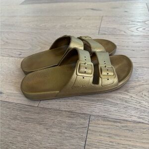 Gold Slide Sandals